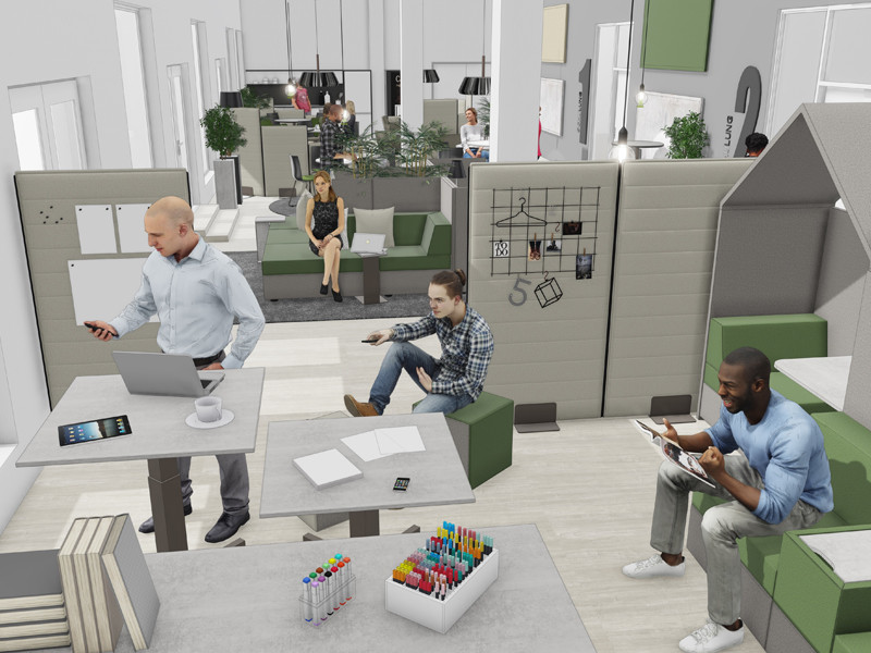 PAPE UND ROHDE Büroeinrichtungen - New Work Bürokonzepte - Räume für Standup Meetings - Kleine Team Bereiche für Standup Meetings